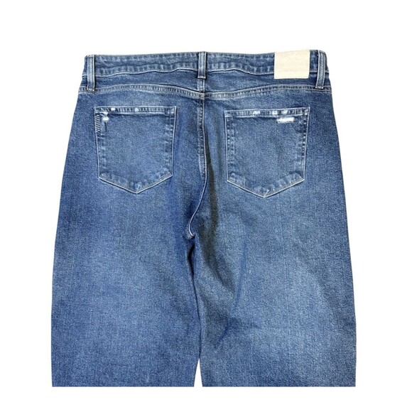 Paige Alexis Button Fly Jeans Womens Size 34 Blue Barrel Leg Lovejoy Distressed - Picture 5 of 14